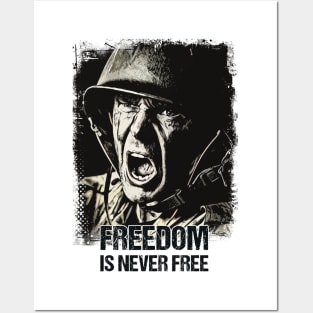 Freedom is never FREE Veteran Soldier Vintage Style Artwork Patriotic Quote Posters and Art